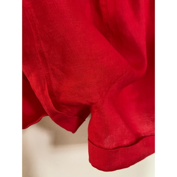 BlankNYC Linen Romper Red Flag Small Woman's 1 Piece Button Front Shorts Jumper - Picture 6 of 8